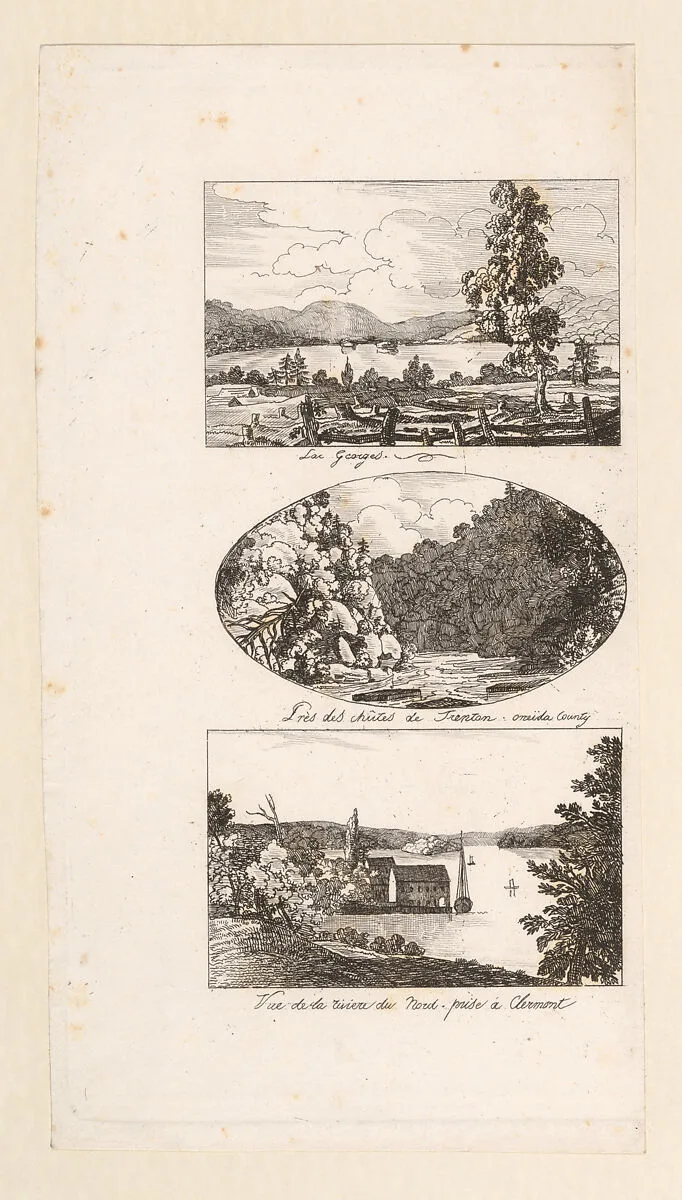 Vues d'Amerique: Lac Georges; Près des chûtes de Trenton, Oneida County; Vue de la rivière du Nord, prise à Clermont — Charlotte Bonaparte