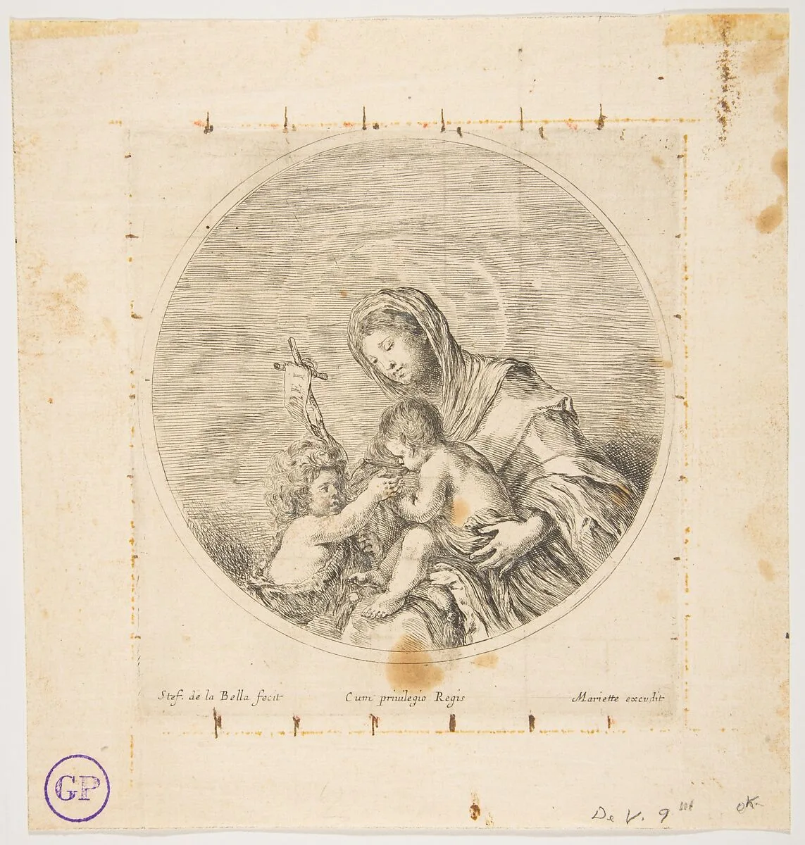 The Virgin and Child with Saint John, a round composition — Stefano della Bella|Pierre Mariette