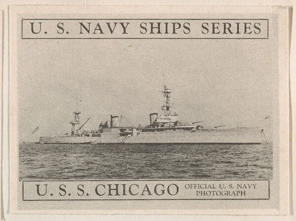 U. S. S. CHICAGO, bakery card from the U. S. Planes and Warships series (D85) — Purity Pretzel Company