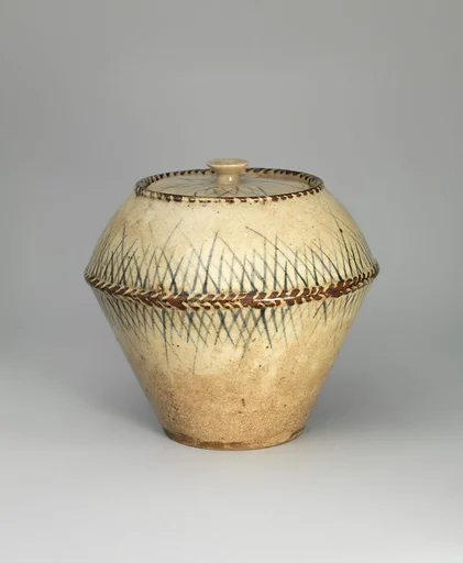 古清水銹絵染付桂籠水指|Freshwater jar (Mizusashi)