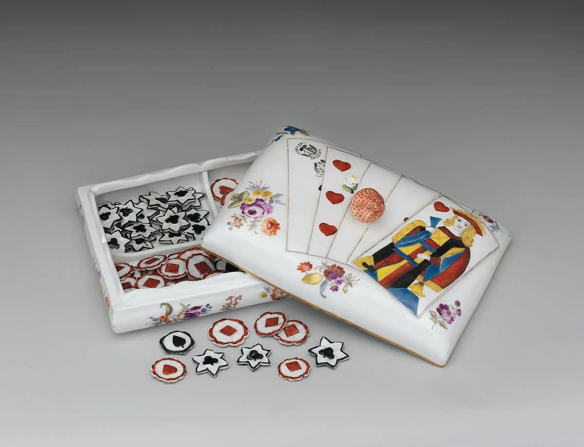Box with eighty-one game counters — Meissen Manufactory