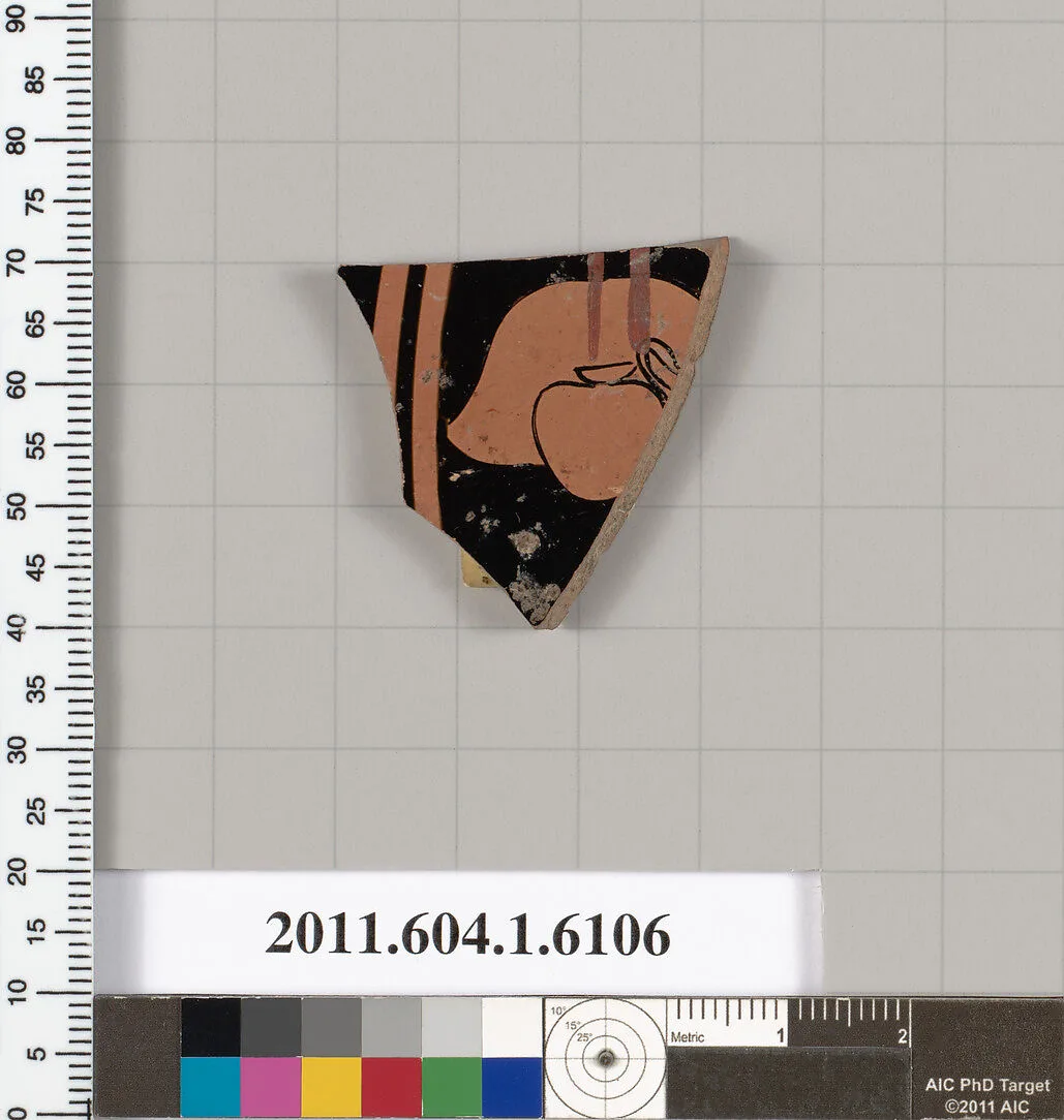 Terracotta fragment of a kylix (drinking cup) — Apollodoros
