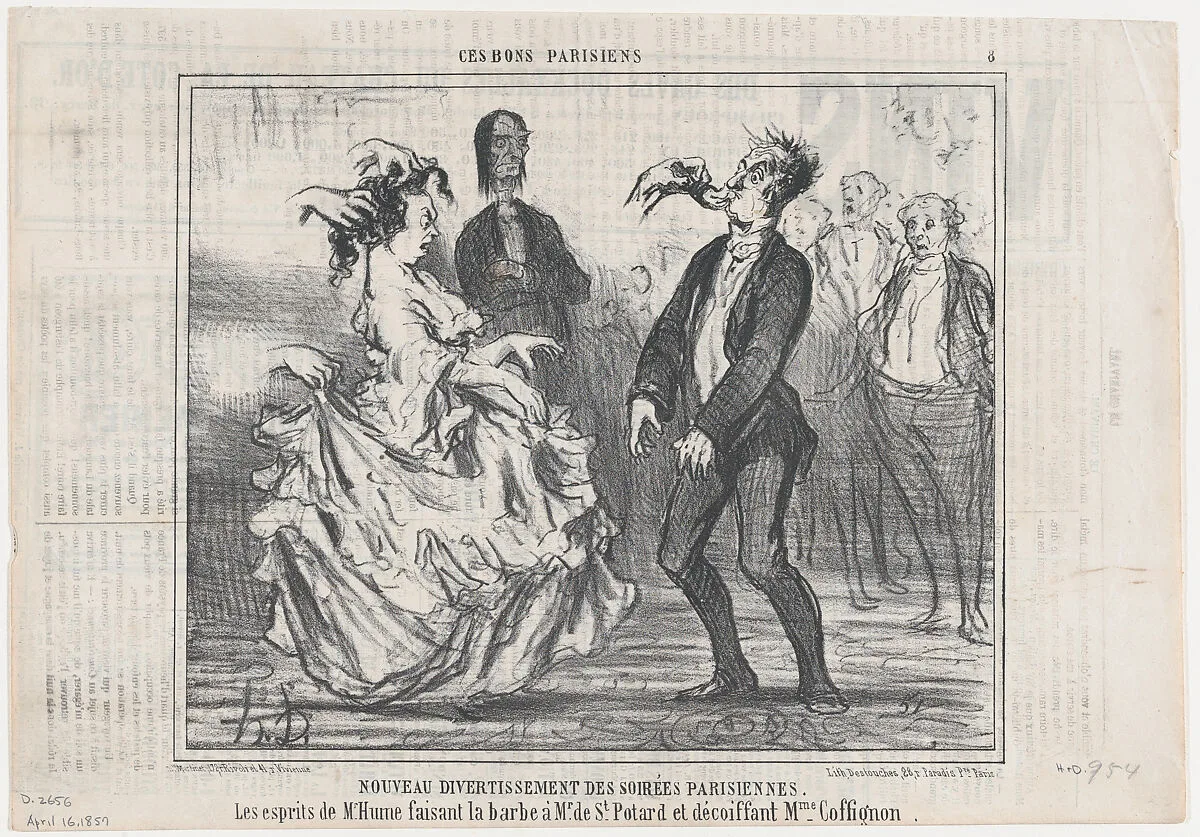 Nouveau Divertissement des Soirées Parisiennes, from Ces Bons Parisiens, published in Le Charivari, April 16, 1857 — Aaron Martinet|Honoré Daumier|Destouches