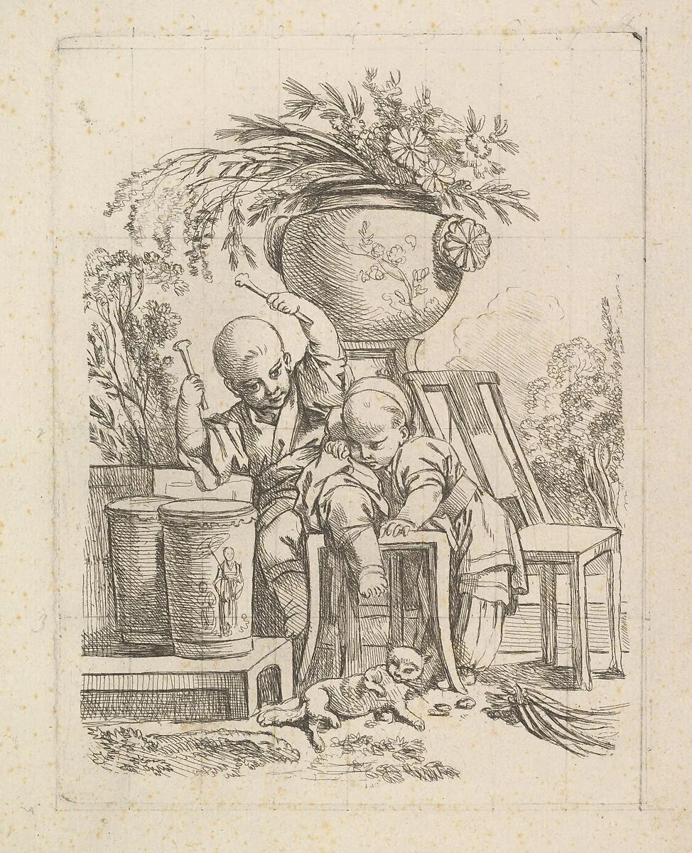 Two Children, One Playing the Drum — Louis Antoine Crozat, Baron de Thiers, Paris|François Boucher