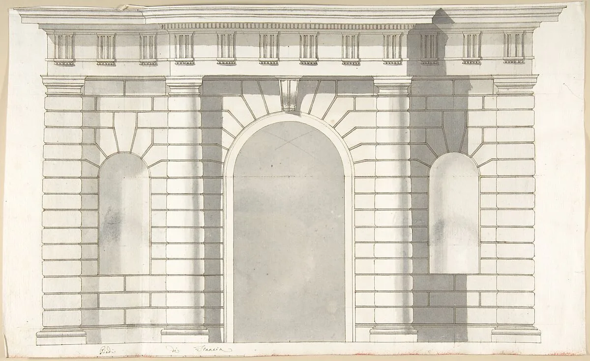 Elevation Design for the Entrance to Orti Farnesiani by Vignola — Pietro Paolo Coccetti (Cocchetti)