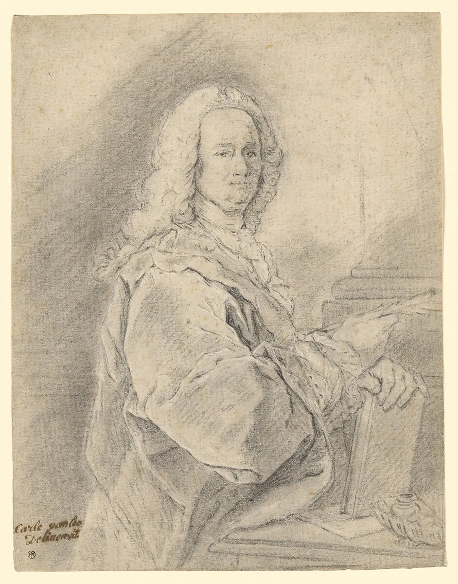 Portrait of a Man Holding a Pen — French