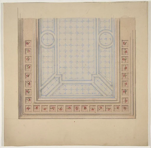 Partial design for ceiling with a border of flowers