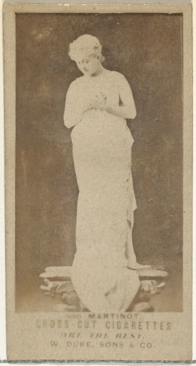 Card Number 590, Sadie Martinot, from the Actors and Actresses series (N145-3) issued by Duke Sons & Co. to promote Cross Cut Cigarettes — W. Duke, Sons & Co.