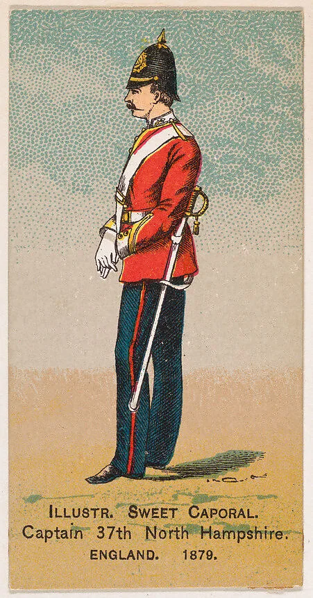Captain, 37th North Hampshire, England, 1879, from the Military Series (N224) issued by Kinney Tobacco Company to promote Sweet Caporal Cigarettes — Kinney Brothers Tobacco Company