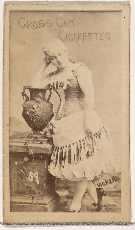 Card Number 59, Vickers, from the Actors and Actresses series (N145-1) issued by Duke Sons & Co. to promote Cross Cut Cigarettes — W. Duke, Sons & Co.