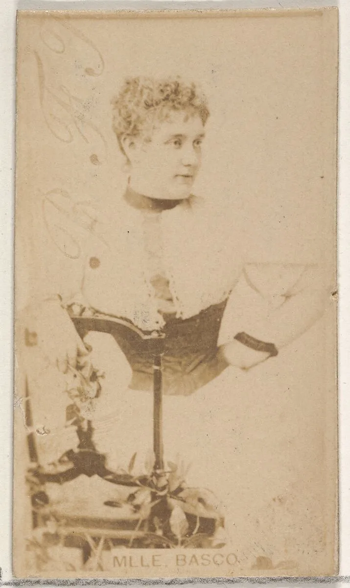 Mlle. Basco, from the Actors and Actresses series (N45, Type 8) for Virginia Brights Cigarettes — Allen & Ginter