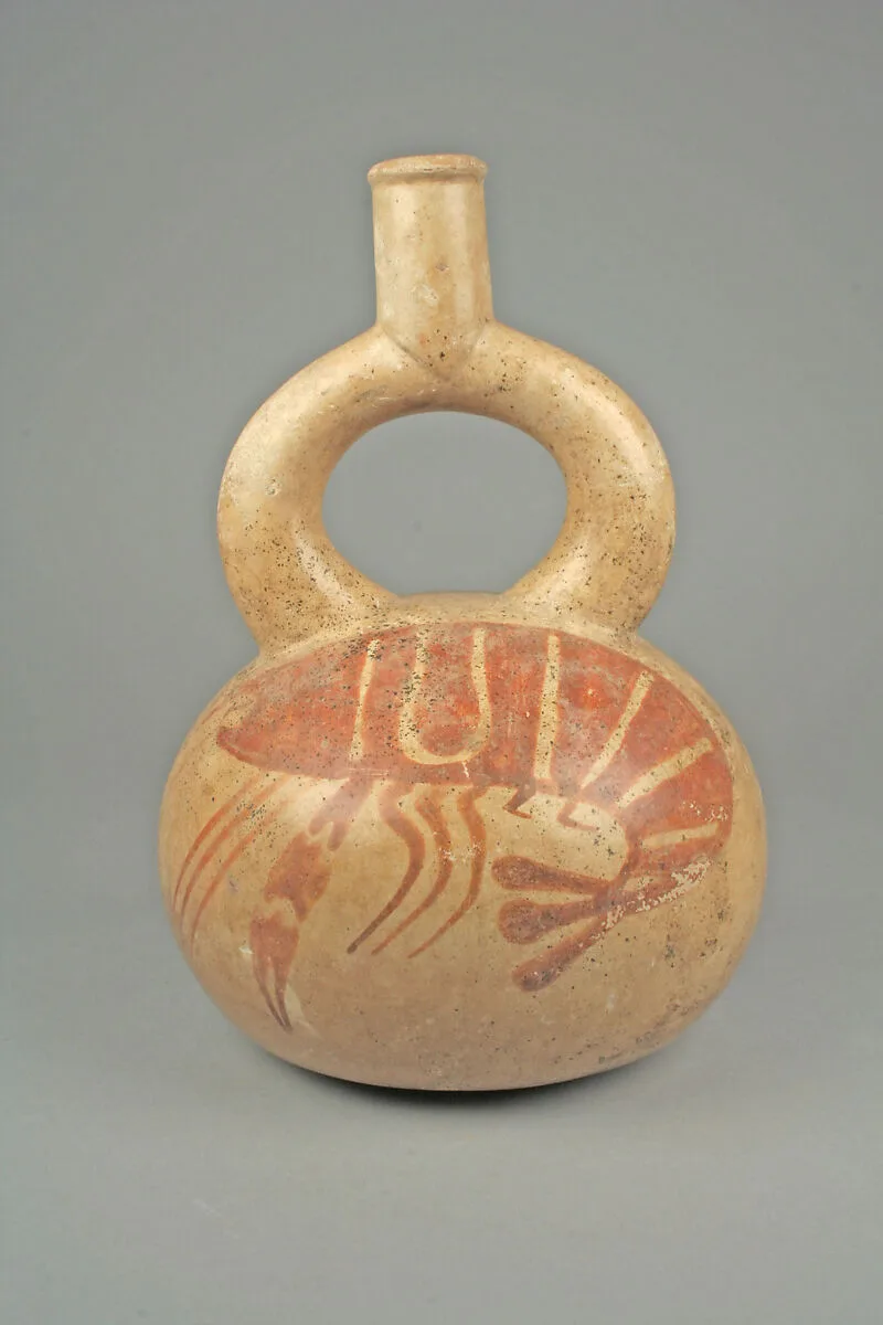 Stirrup Spout Bottle with Crayfish — Unknown