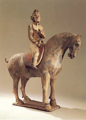 唐 彩繪陶騎馬俑|Horse and rider