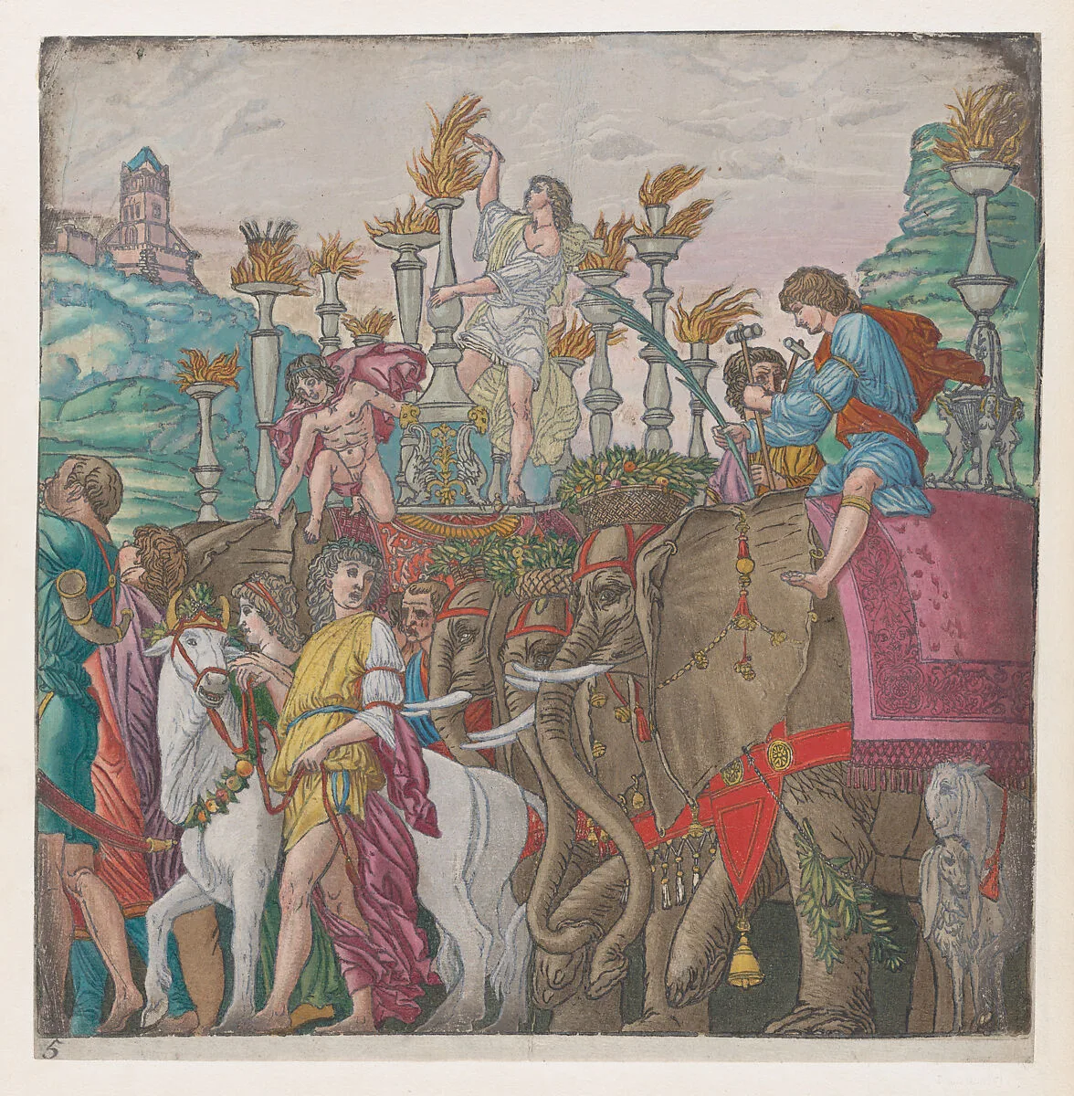 Sheet 5: Elephants, from "The Triumph of Julius Caesar" — Andrea Andreani|Andrea Mantegna|Bernardo Malpizzi