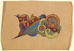 Horizontal Panel with a Decorative Cornucopia with a Blue and Gold Striped Horn — Anonymous, French, 20th century