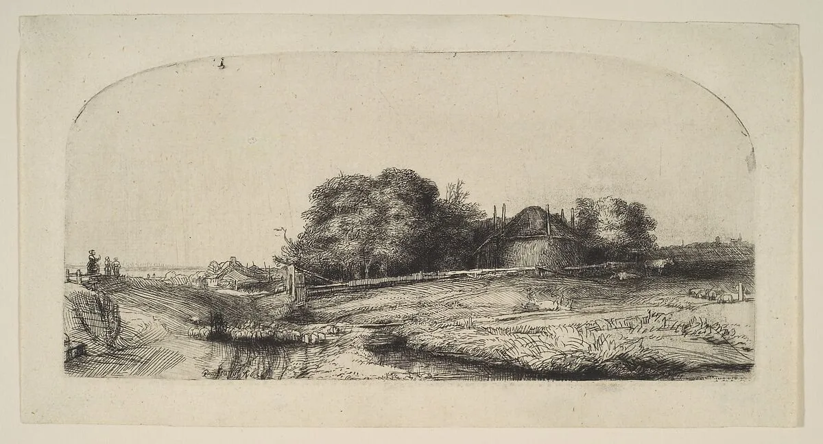 Landscape with a Hay Barn and a Flock of Sheep — Rembrandt (Rembrandt van Rijn)