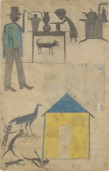 Kitchen Scene, Yellow House — Bill Traylor