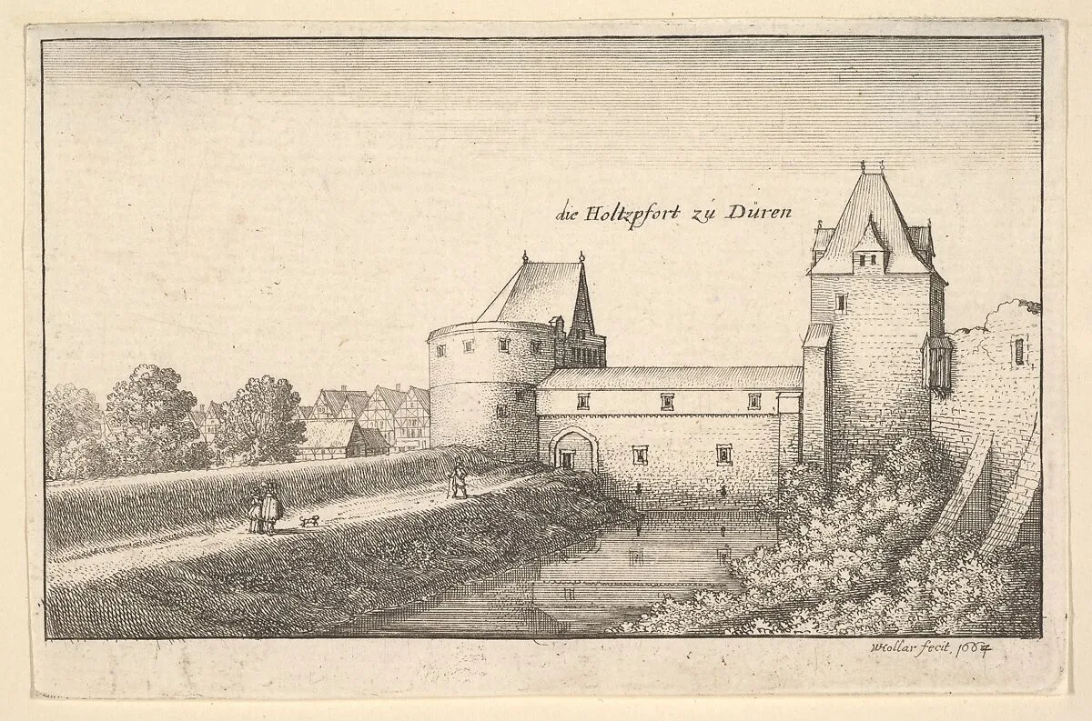 Fortified gate at Düren, from "European Views" — Wenceslaus Hollar