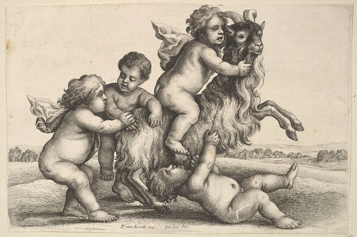 Four small boys and a goat — Wenceslaus Hollar|Pieter van Avont