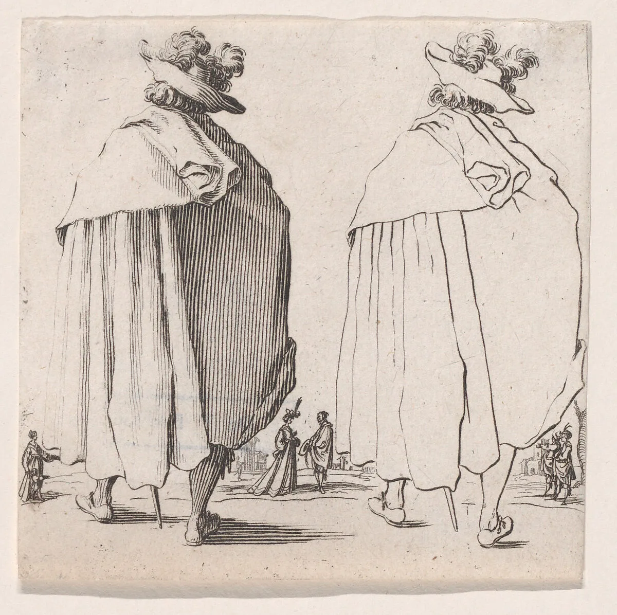 L'Homme au Grand Manteau vu de Dos (Man with a Large Mantle Viewed from Behind), from Varie Figure (Various Figures) — Jacques Callot