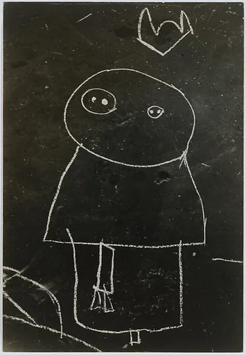 [Graffiti: Chalk Drawing of Figure with Double Pupils, New York City]