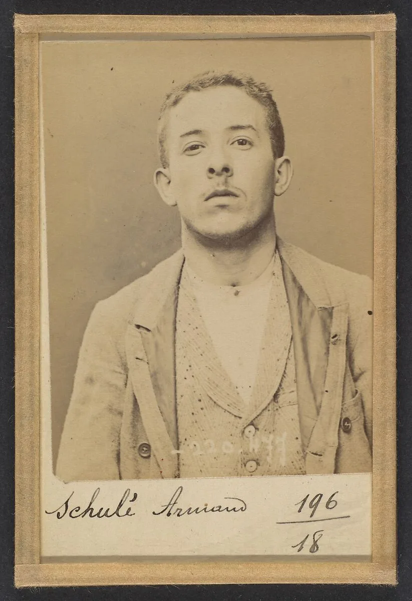 Schulé. Armand. 21 ans, né le 28/2/73 à Choisy-le-Roi. Comptable. Anarchiste. 2/7/94. — Alphonse Bertillon