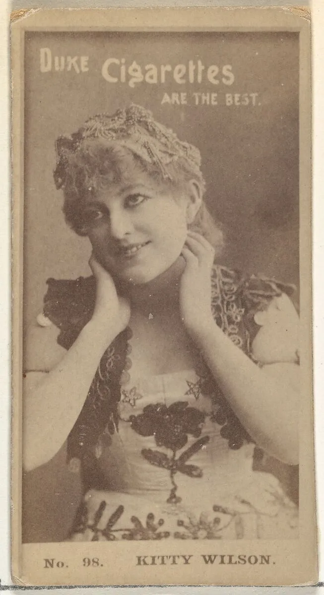 Card Number 98, Kitty Wilson, from the Actors and Actresses series (N145-6) issued by Duke Sons & Co. to promote Duke Cigarettes — W. Duke, Sons & Co.