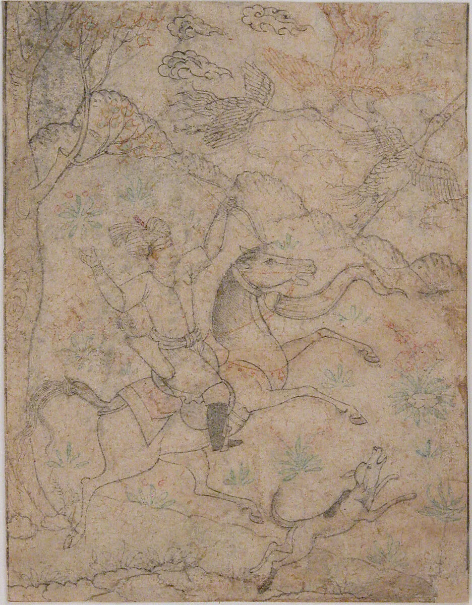 Mounted Hunter with Dog Pursuing Game Birds — Unknown