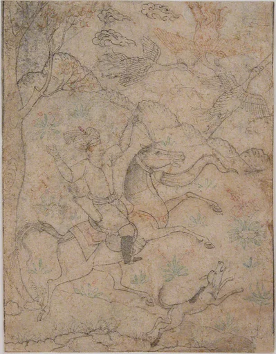 Mounted Hunter with Dog Pursuing Game Birds