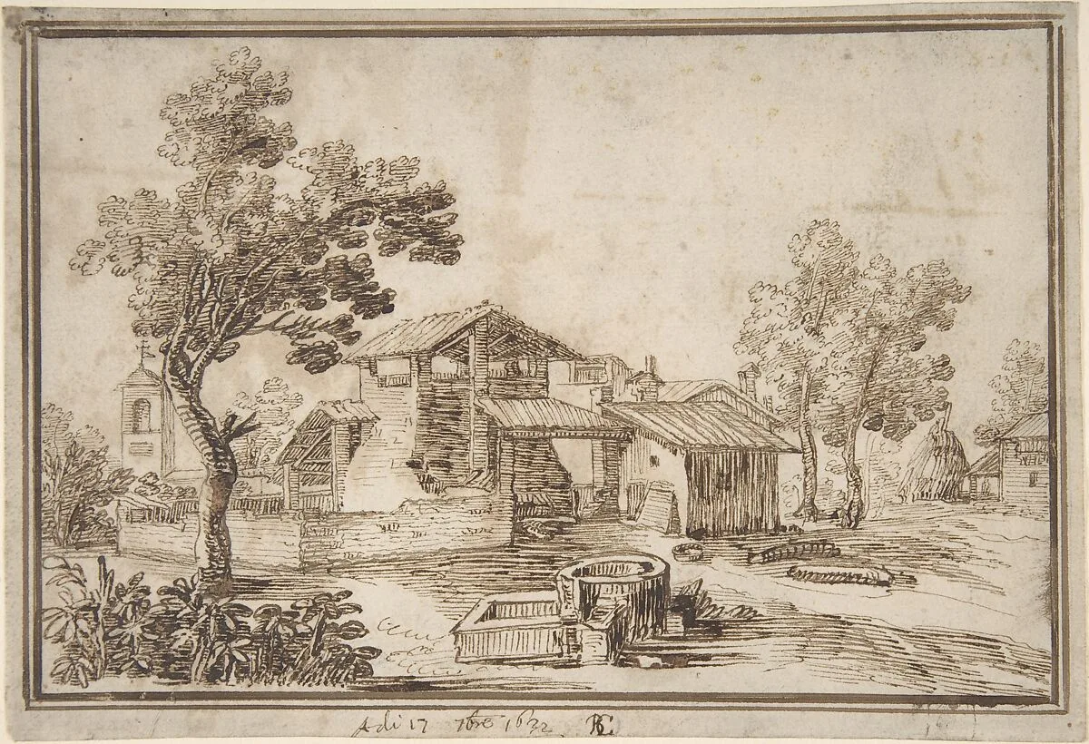 Landscape with a Farm House and a Bell Tower — Remigio Cantagallina