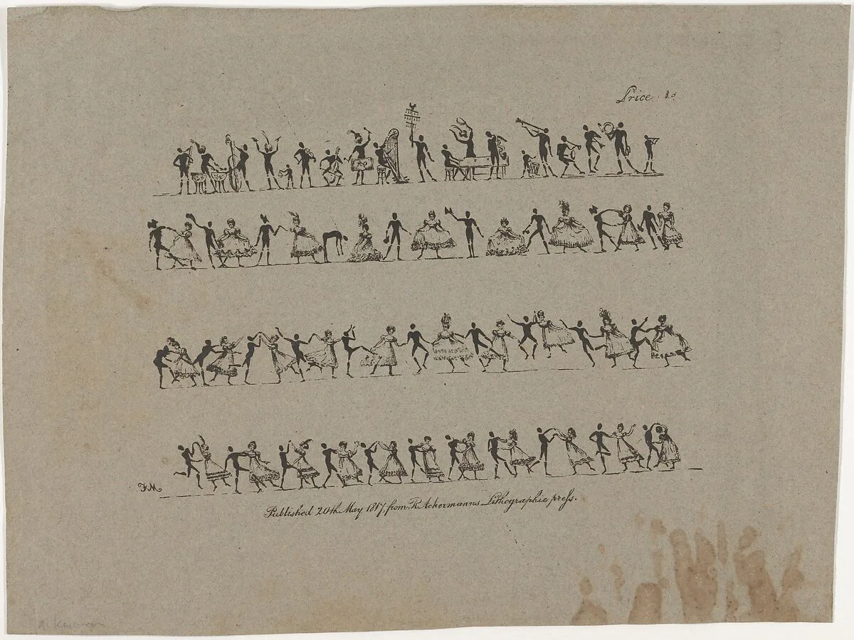 Four Rows of Musicians and Dancers — Rudolph Ackermann, London
