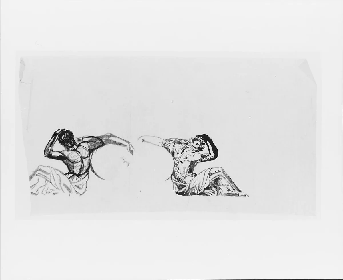 Study of Seated Male Figures for Sculpture Base (from Sketchbook) — John Quincy Adams Ward