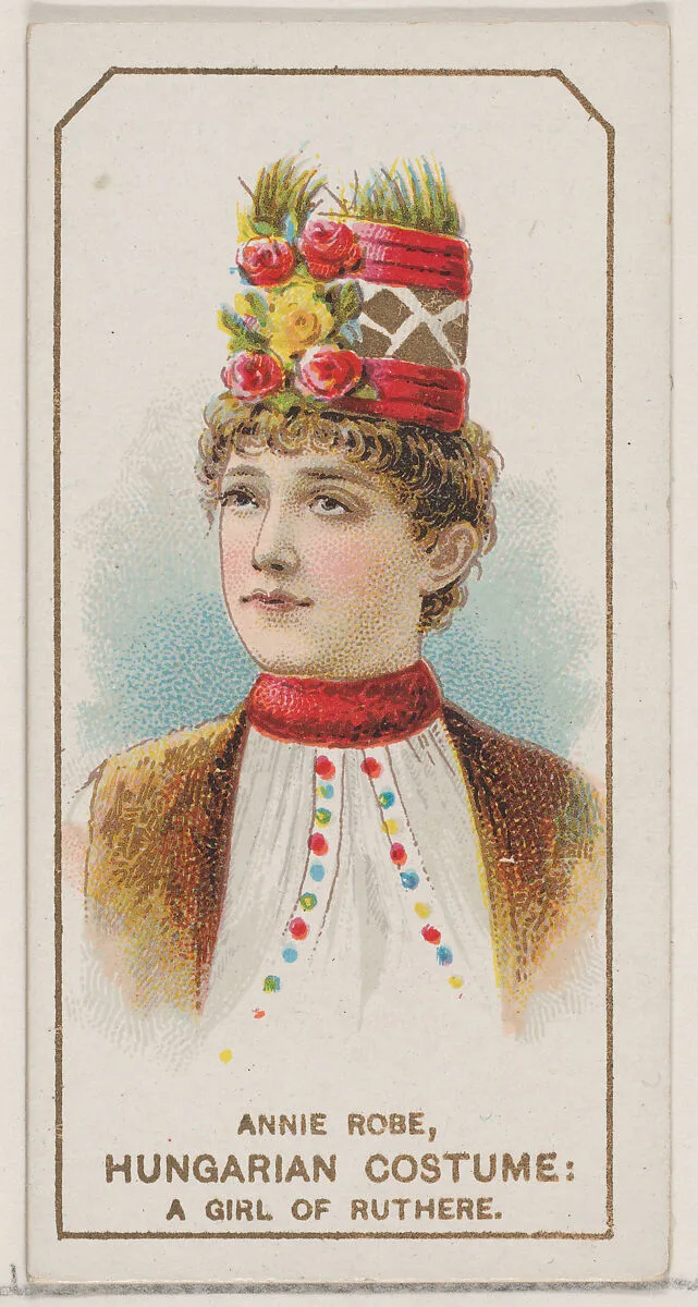 Annie Robe in Hungarian Costume of a Girl of Ruthere, from the set Actors and Actresses, Second Series (N71) for Duke brand cigarettes — W. Duke, Sons & Co.|Knapp & Company
