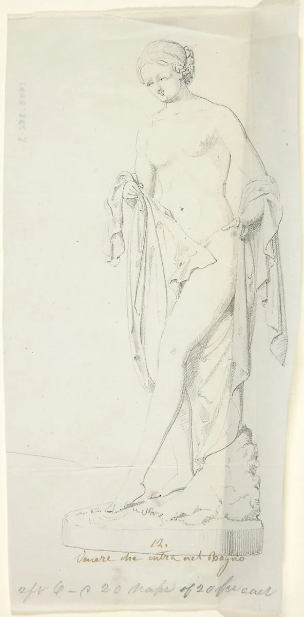 Sketch of Statue: Venus Entering the Bath — John Gibson