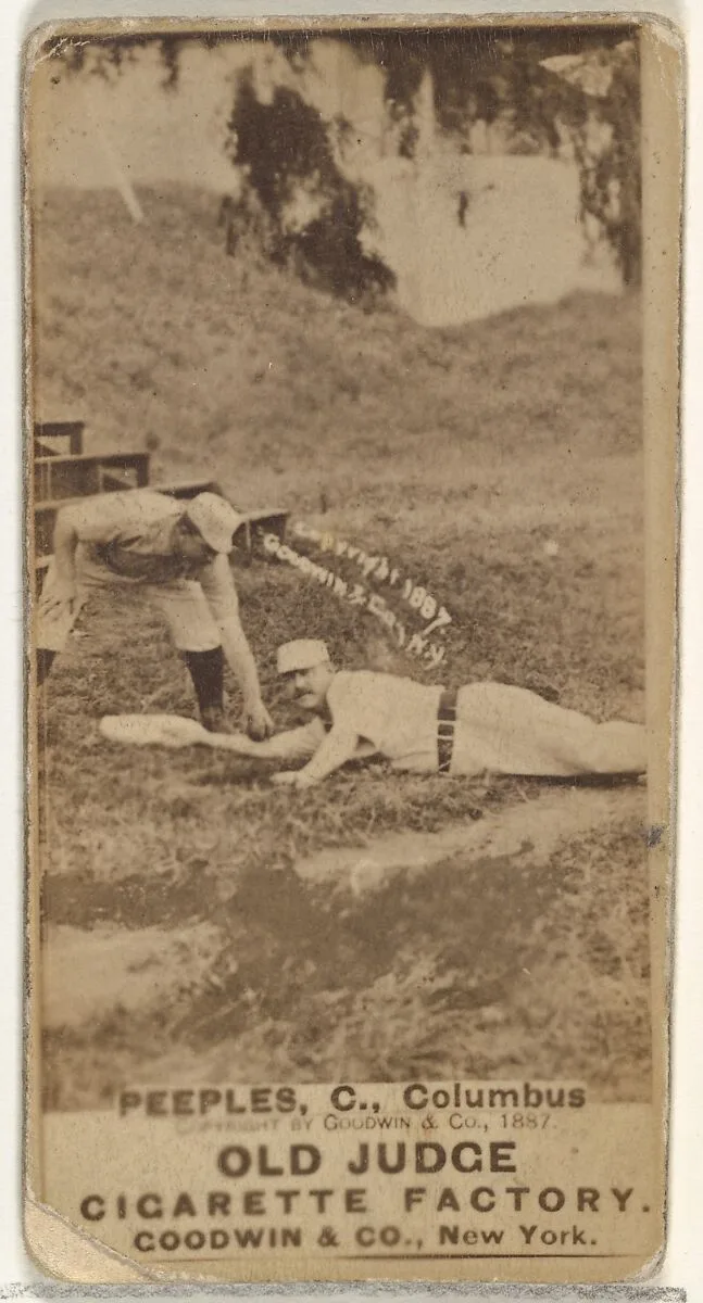 James Elsworth "Jimmy" Peoples, Catcher, Cleveland, from the Old Judge series (N172) for Old Judge Cigarettes — Goodwin & Company