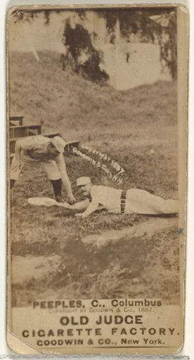 James Elsworth "Jimmy" Peoples, Catcher, Cleveland, from the Old Judge series (N172) for Old Judge Cigarettes
