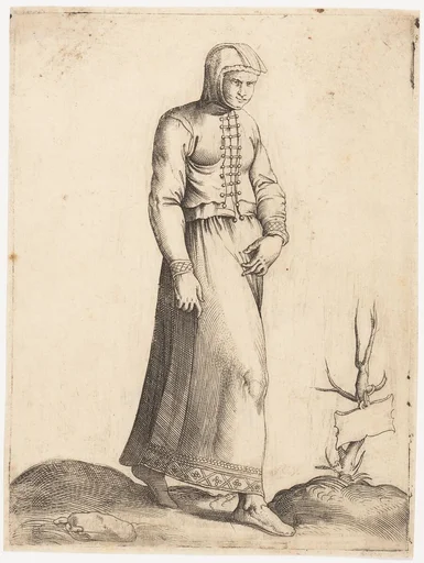 Costume Plate: Woman with Hooded Garment