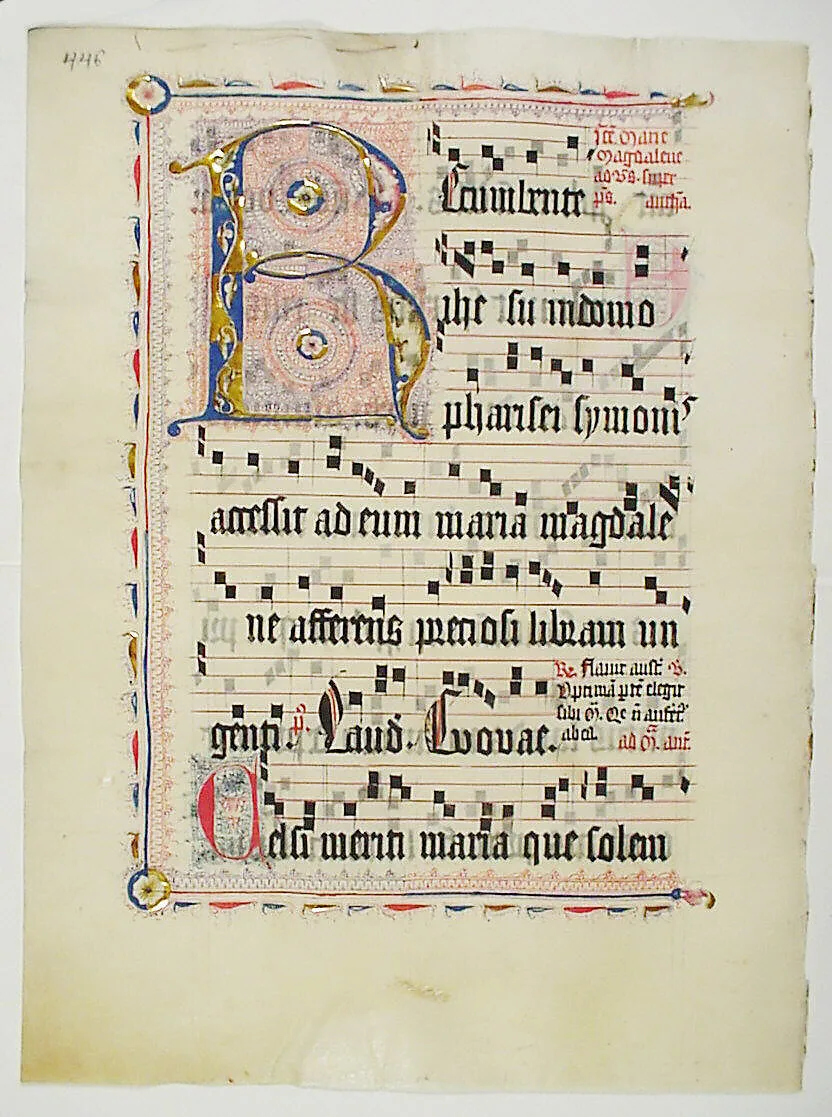 Manuscript Leaf with Initial R, from an Antiphonary — Unknown