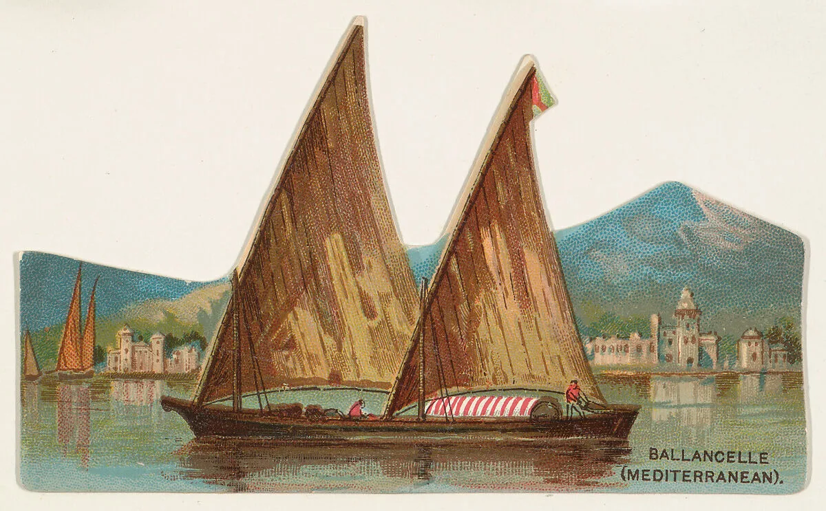 Ballancelle (Mediterranean), from the Types of Vessels series (N139) issued by Duke Sons & Co. to promote Honest Long Cut Tobacco — Knapp & Company|W. Duke, Sons & Co.|Giles