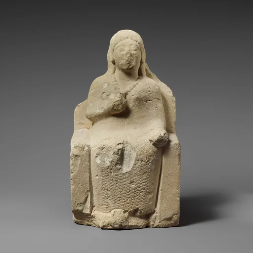 Limestone statuette of a seated female votary