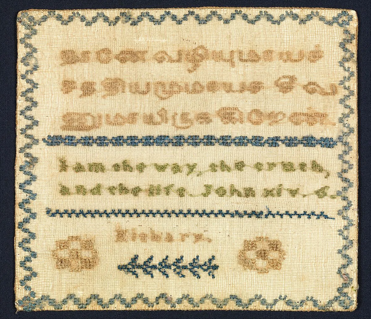 Sampler with biblical verse in Tamil and English — Unknown