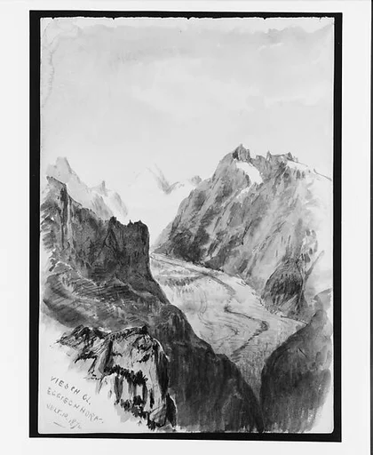 Fiesch Glacier from Eggishorn (from "Splendid Mountain Watercolours" Sketchbook)