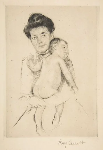 Mother Holding Her Nude Baby
