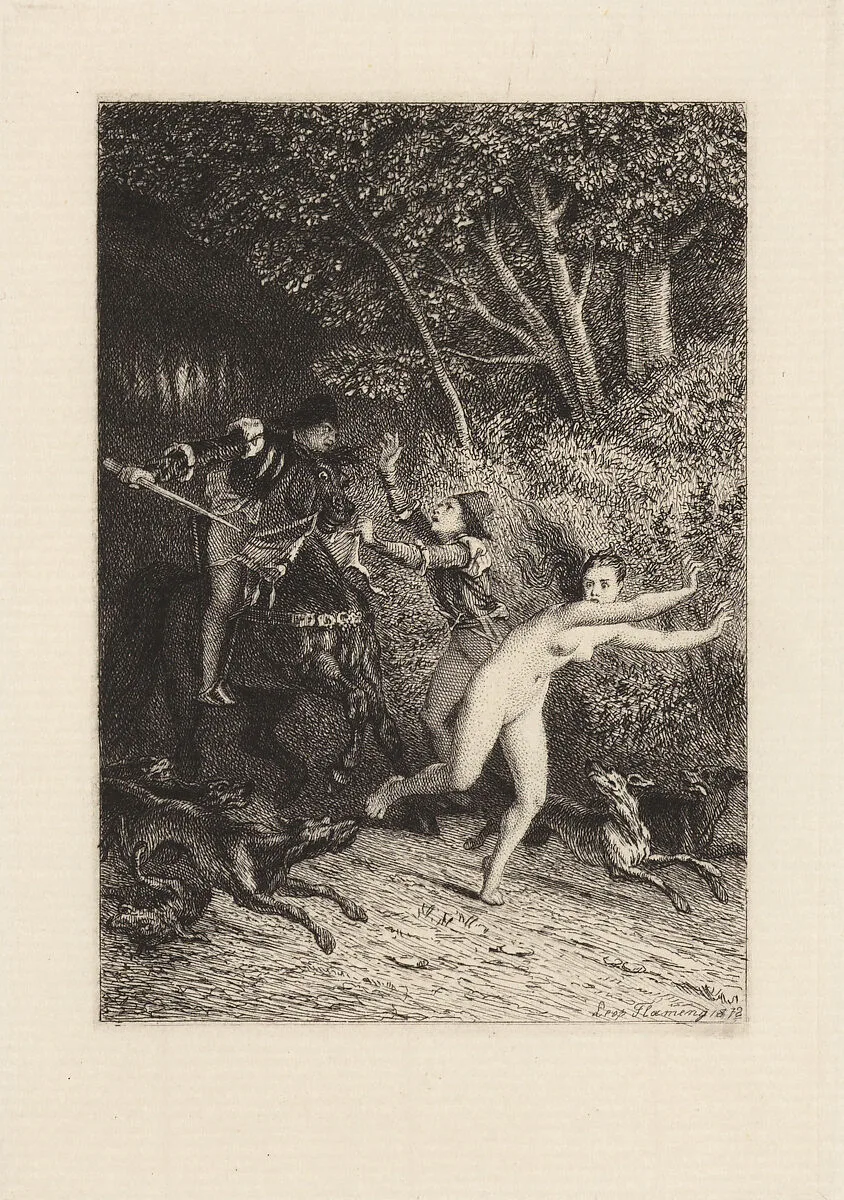 L'Enfer des Beautés Cruelles, plate 5 from "The Decameron" — Giovanni Boccaccio|Léopold Flameng