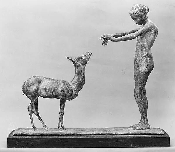 Young Girl and Gazelle — Henri L. Bouchard|Bisceglia Frères, Paris