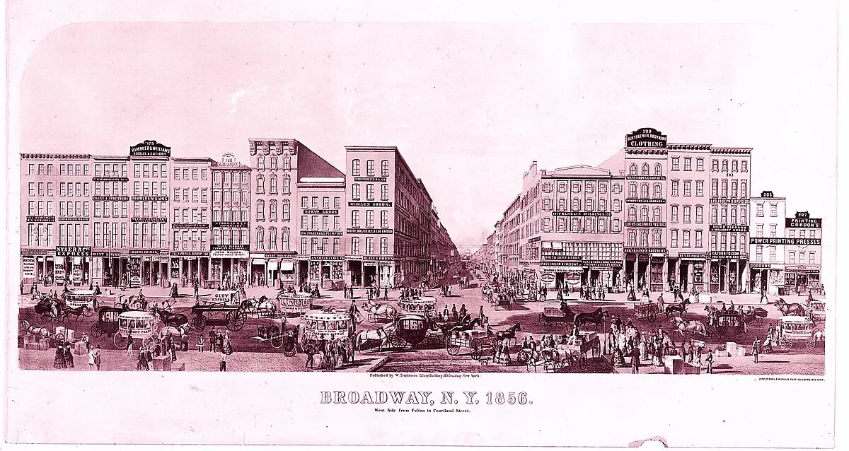 Broadway, New York, West Side from Fulton Street to Courtland Street — W. Stephenson & Co.|Boell and Michelin