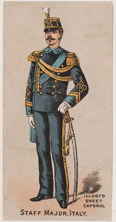 Staff Major, Italy, from the Military Series (N224) issued by Kinney Tobacco Company to promote Sweet Caporal Cigarettes — Kinney Brothers Tobacco Company