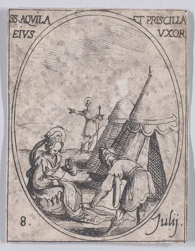 S. Aquilla et Se. Priscille, sa femme (St. Aquila and St. Priscilla, His Wife), July 8th, from "Les Images De Tous Les Saincts et Saintes de L'Année" (Images of All of the Saints and Feast Days of the Year)