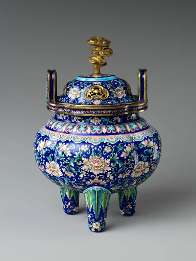 清乾隆  銅胎畫琺瑯香具鑪瓶|Incense burner (from set)