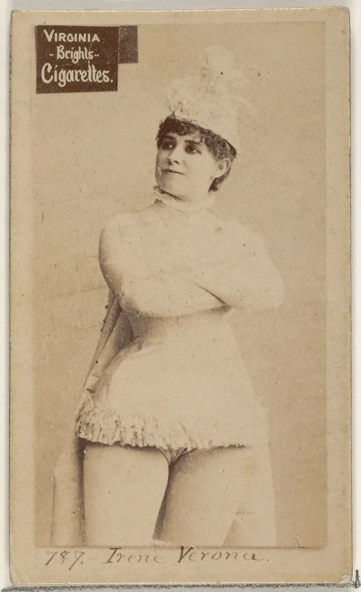 Card 787, Irene Verona, from the Actors and Actresses series (N45, Type 2) for Virginia Brights Cigarettes — Allen & Ginter